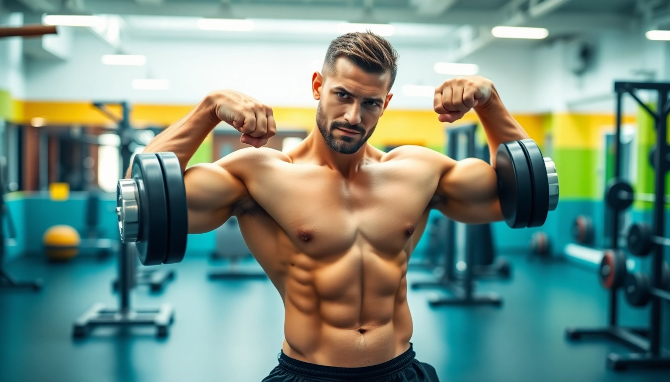 Proviron kaufen: Fitnessmodell demonstriert kraftvolles Training in moderner Umgebung.