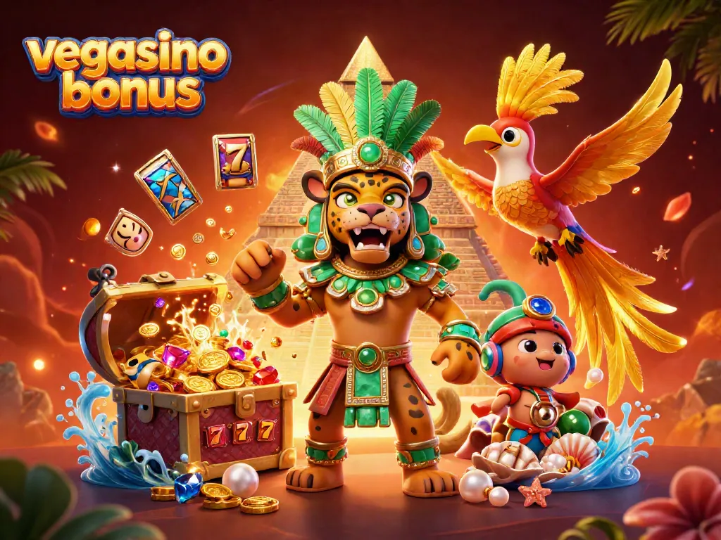 Experience the vegasino bonus with vibrant illustrations of casino gameplay and engaging characters.