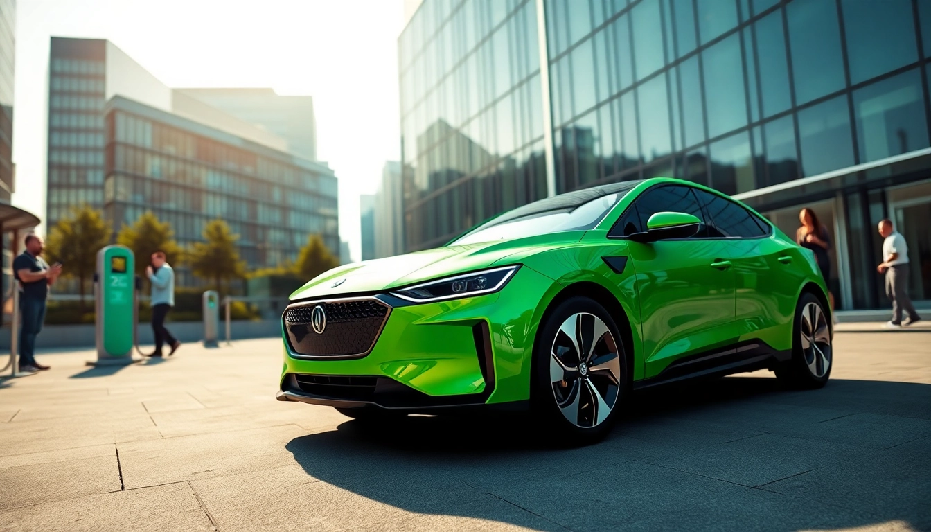 Elektroautos in a vibrant urban setting, showcasing modern design and sustainability.