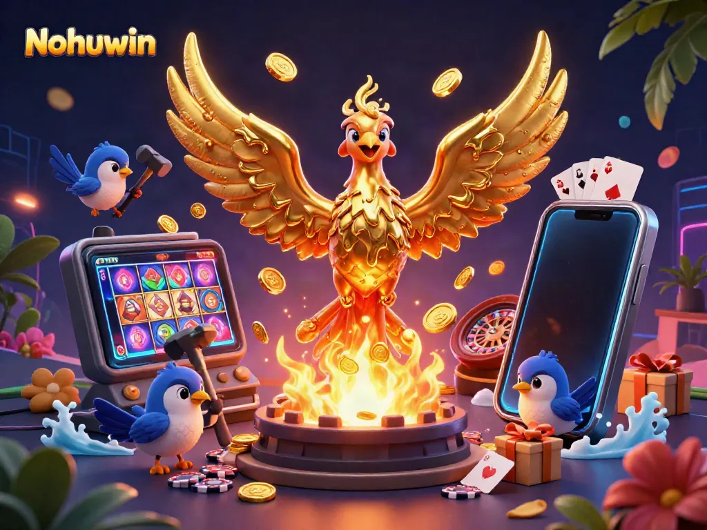 Experience thrilling gameplay at Nohuwin's golden fortune slot with dynamic casino elements.