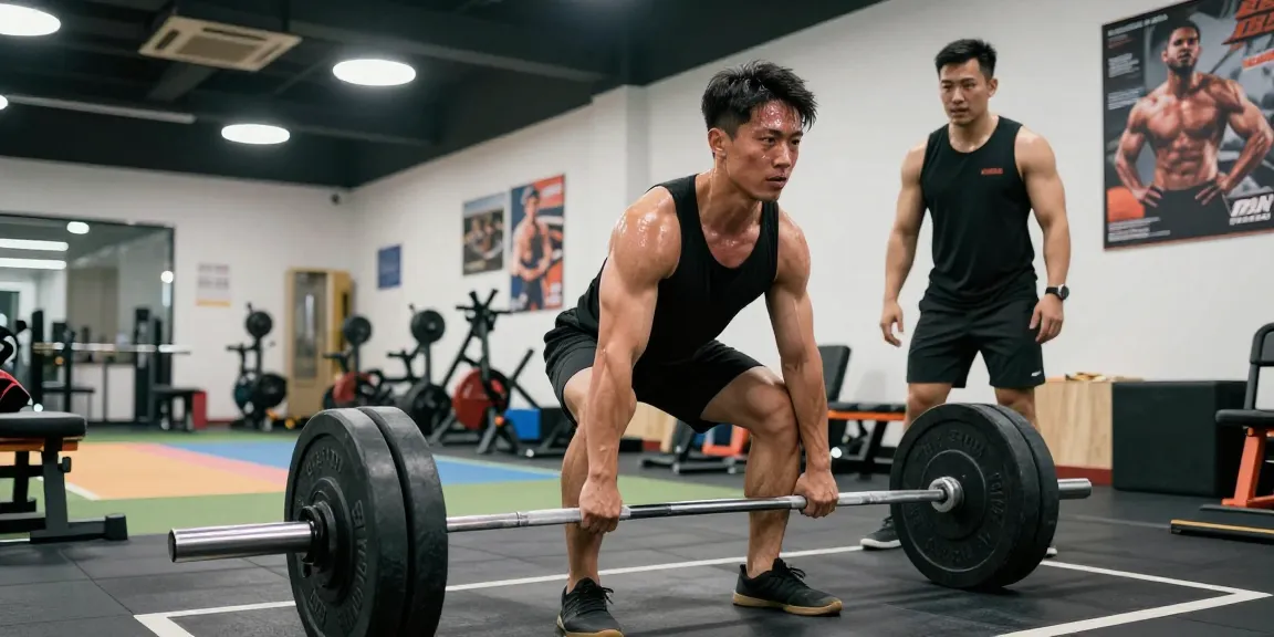 Anabolikashop zeigt einen Bodybuilder beim Deadlift im Fitnessstudio, inspiriert und fokussiert.