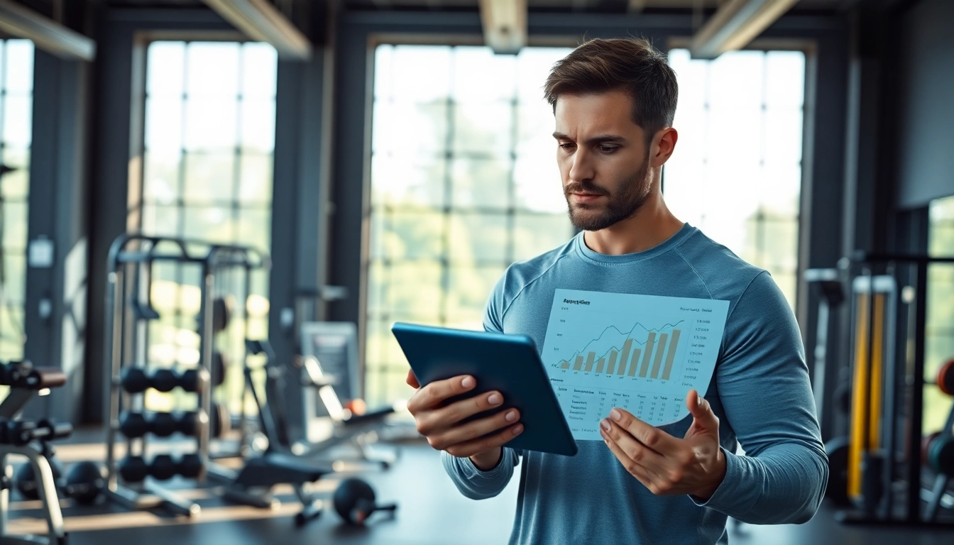 Proviron kaufen für Fitnessoptimierung in moderner Trainingsumgebung mit Trainer und Datenanalyse.