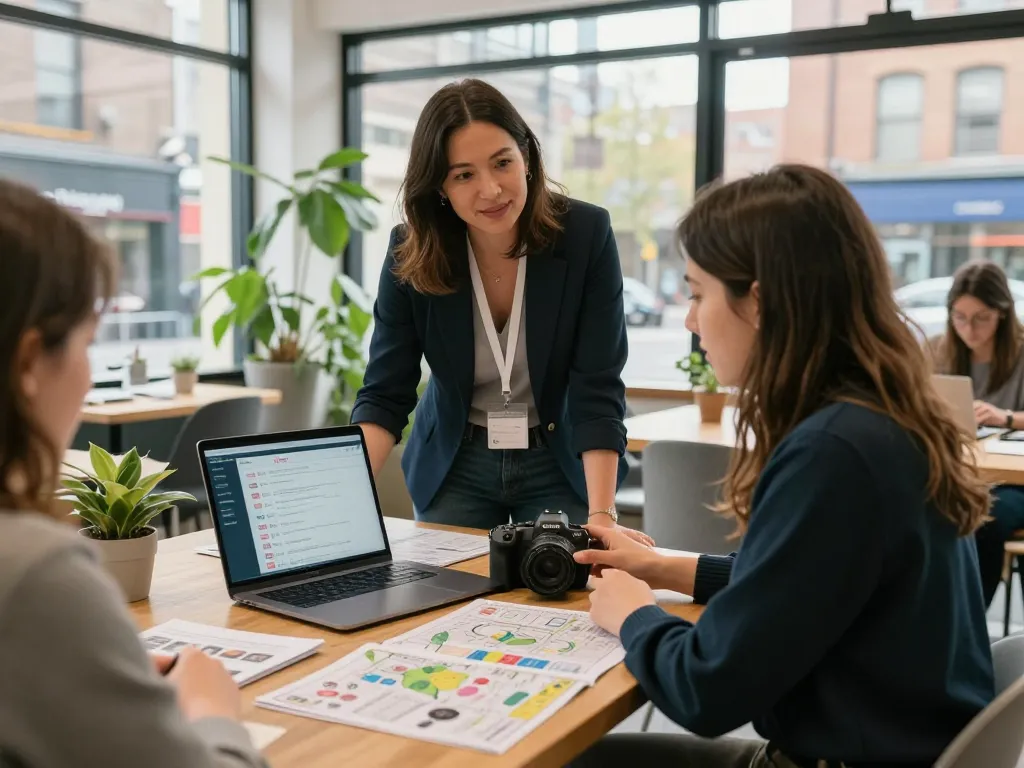 Engaging Airbnb management Newcastle scene with a property manager helping a host maximize rental potential.