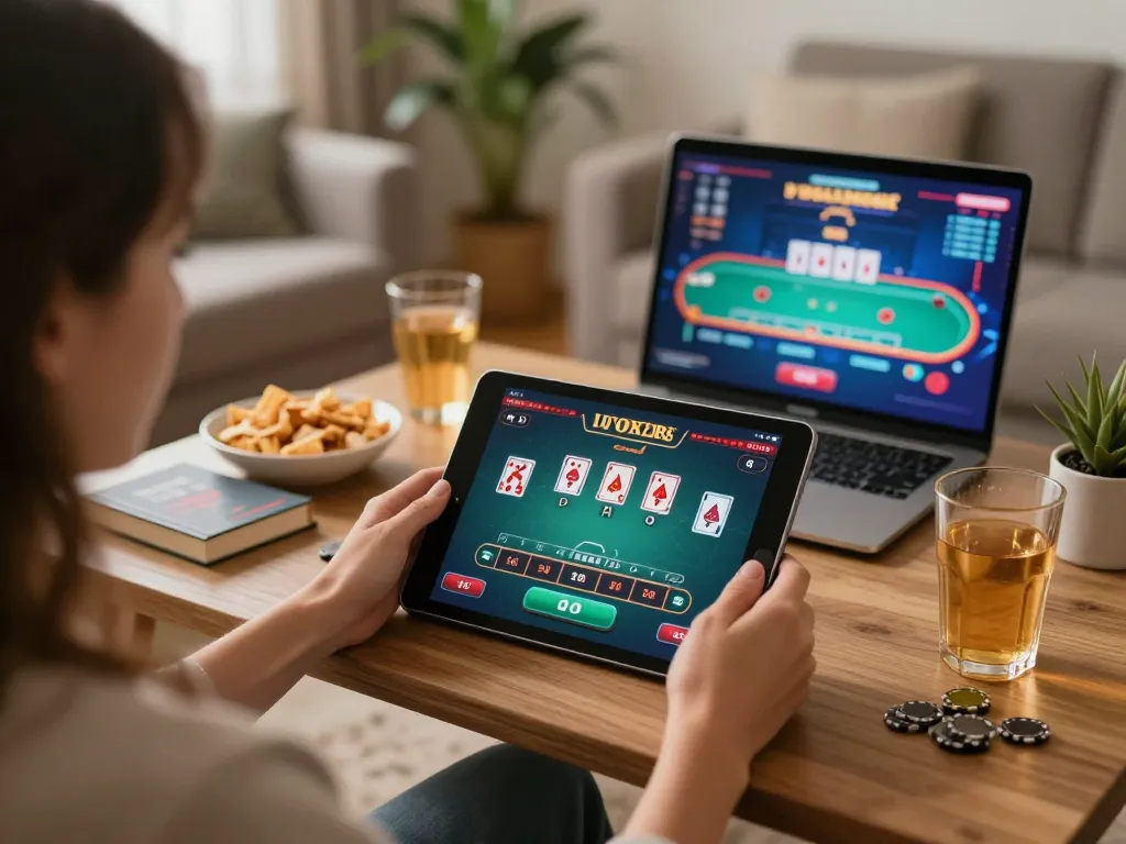 Experience online gaming at https://tr88.bio/ with a vibrant home setup for poker gameplay