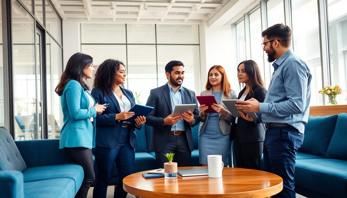 Headhunter IT team collaborating on effective recruitment strategies in a modern office.