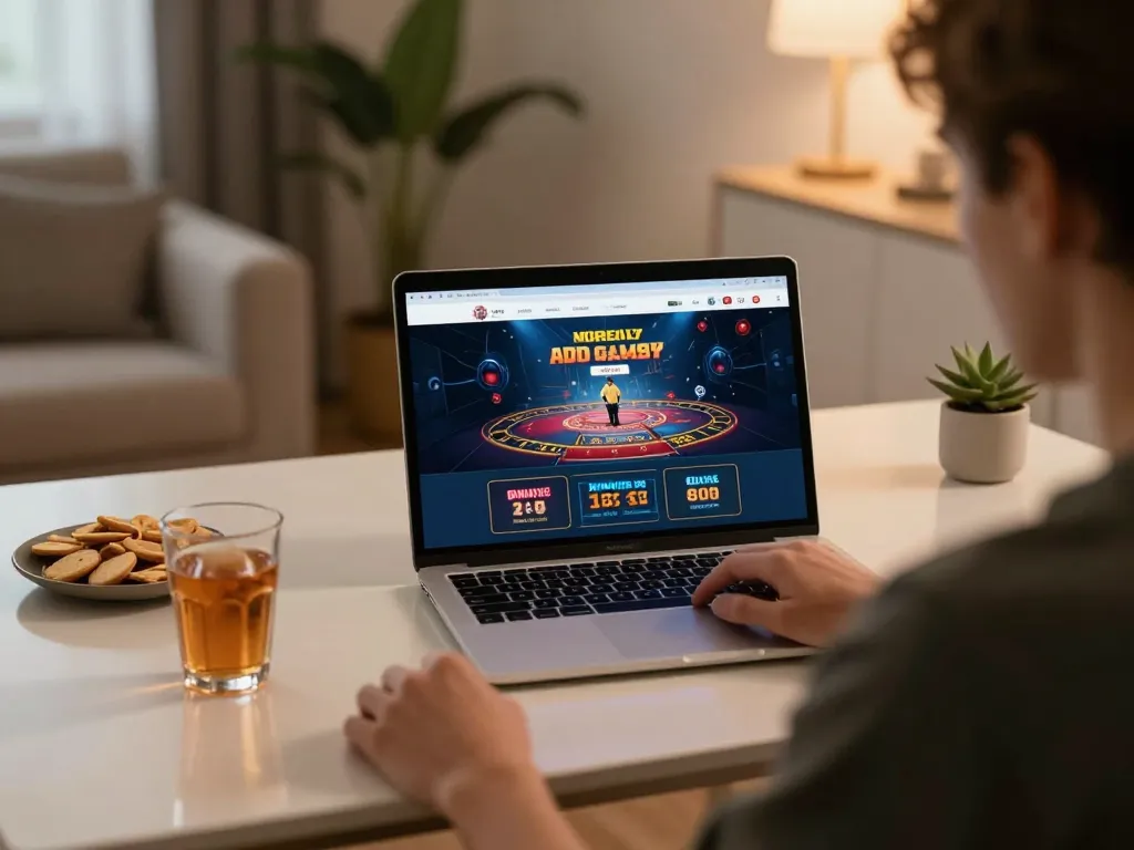 Player engaged in online casino gaming on SC88 platform from a cozy home setting.