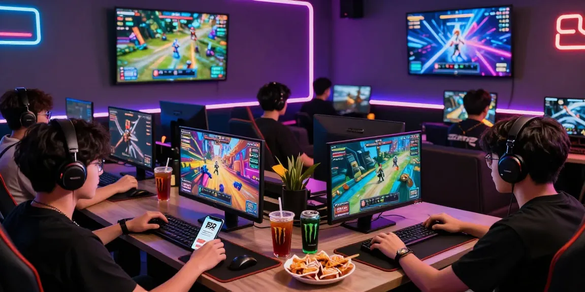 Dynamic gaming atmosphere with players engaged on devices at https://b52club.radio.fm/ showcasing colorful graphics and lively chat.