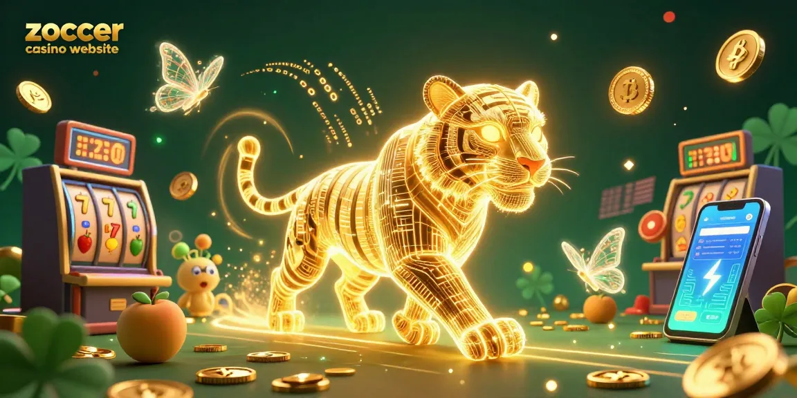 Experience thrilling action at the zoccer casino website with a neon tiger in a vibrant 3D digital landscape.