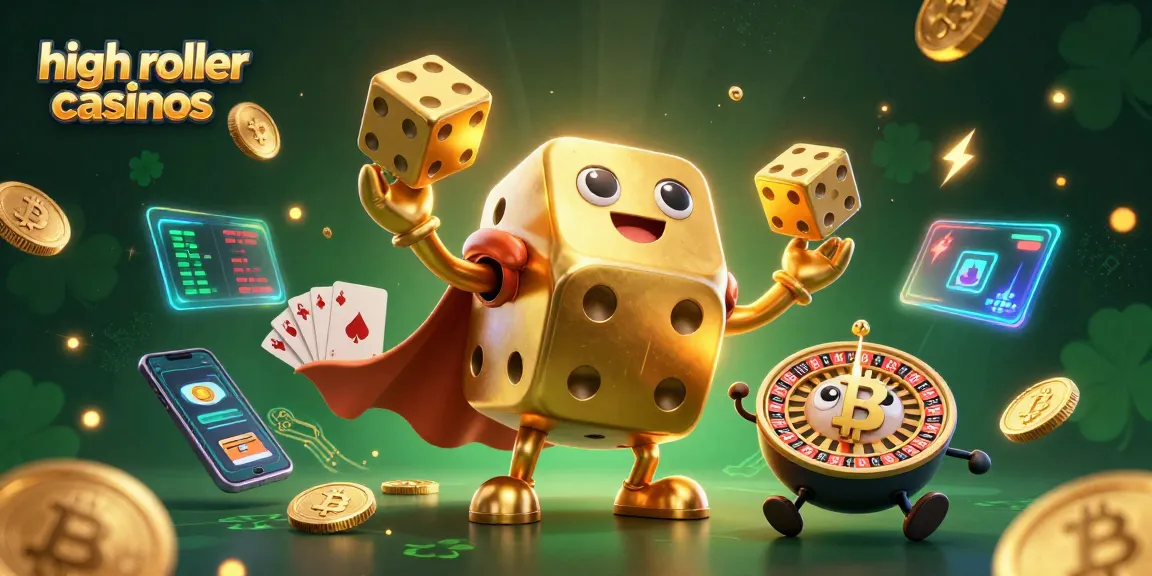 Engage with high roller casinos through golden dice, vibrant crypto elements, and exhilarating game dynamics.